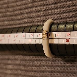 White Enamel Ring with Cubic Zircon Stone